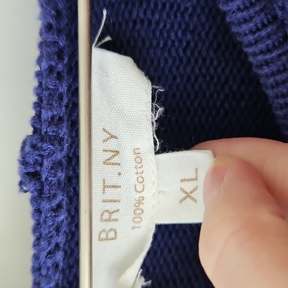 🇺🇸BRIT NY| 100% Cotton American Flag Navy Hooded Sweater| W Sz. XL| Americana - Picture 2 of 8